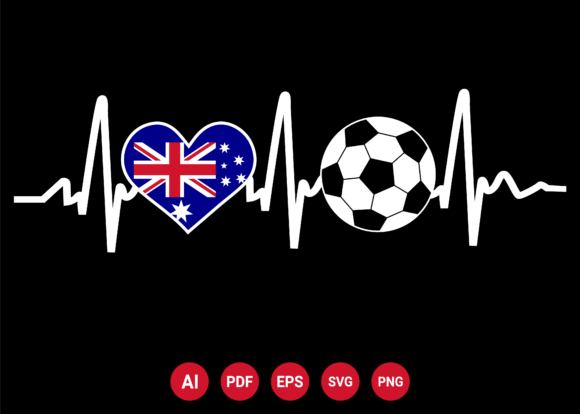 Australia Flag Football Soccer Heartbeat T-Shirt Graphics