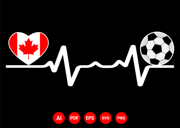 Canada Flag Football Soccer Heartbeat: T-Shirt Graphics