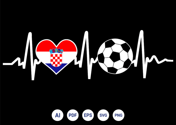 Croatia Flag Football Soccer Heartbeat Graphics & T-Shirt Designs