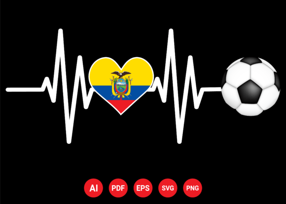 Ecuador Flag Soccer Heartbeat Graphics T-Shirt Designs