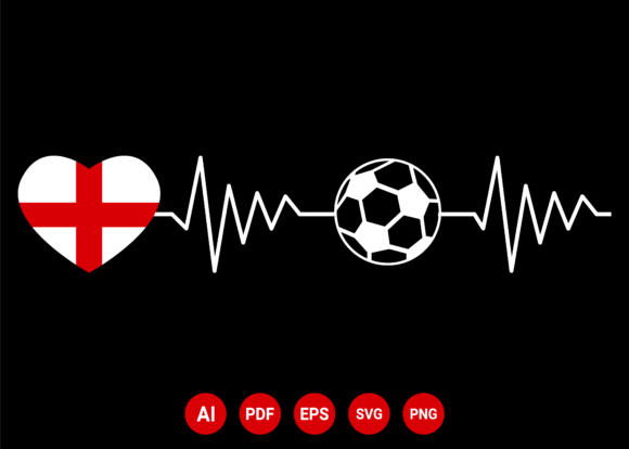 England Flag Football Soccer Heartbeat: Graphics & T-Shirt Design