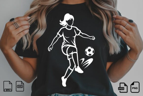 Female Soccer Player Silhouette SVG: Graphics & T-Shirt Designs