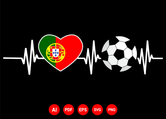Portugal Flag Football Soccer Heartbeat Design Review